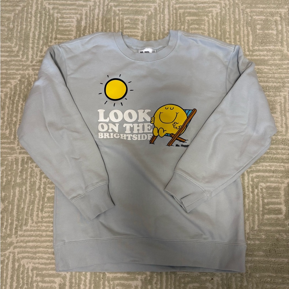 PacSun Light Blue Crewneck Sweatshirt with Yellow Sun Graphic
